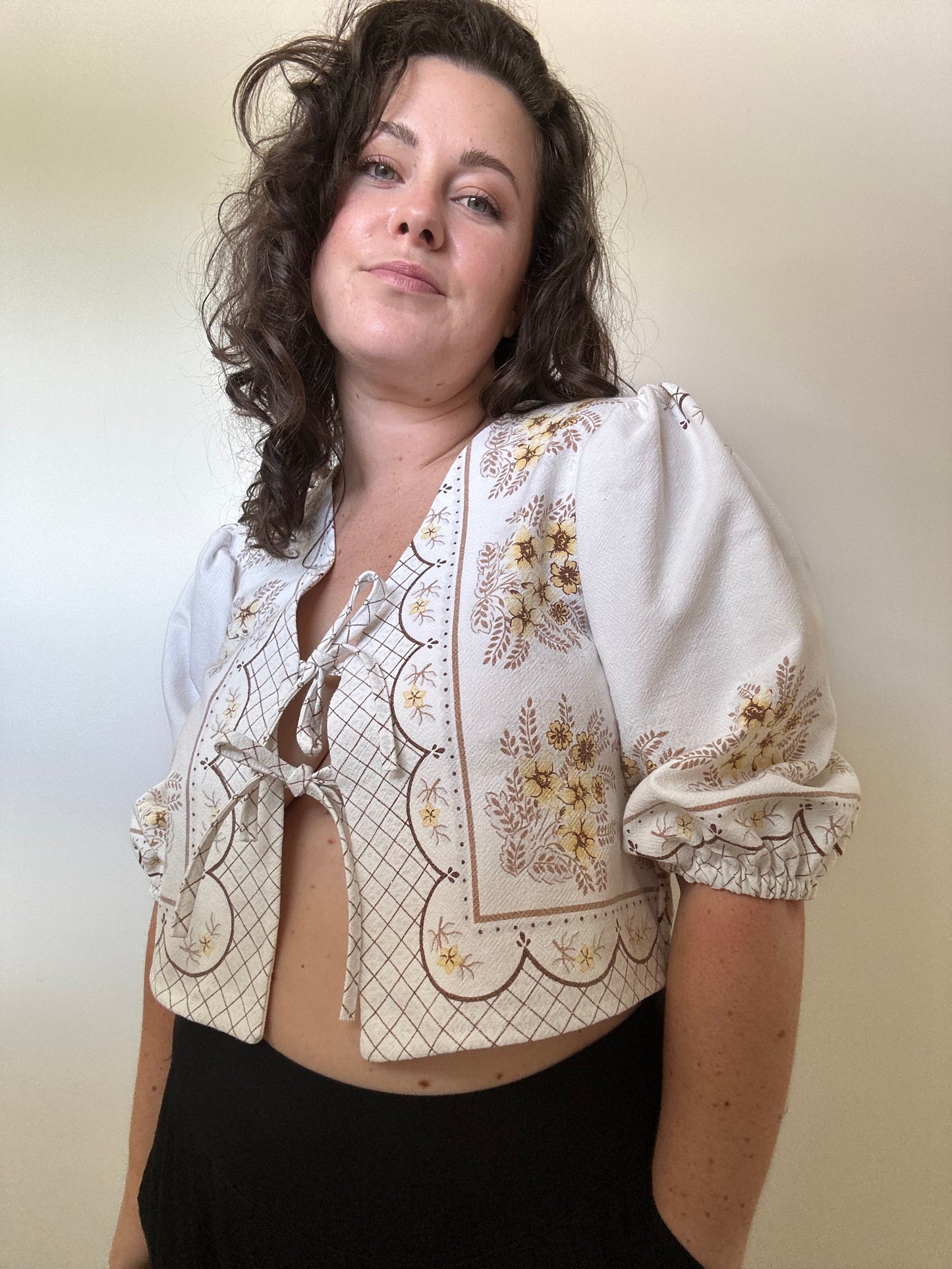 Cotton Tablecloth Puff Sleeve Top (8-14)