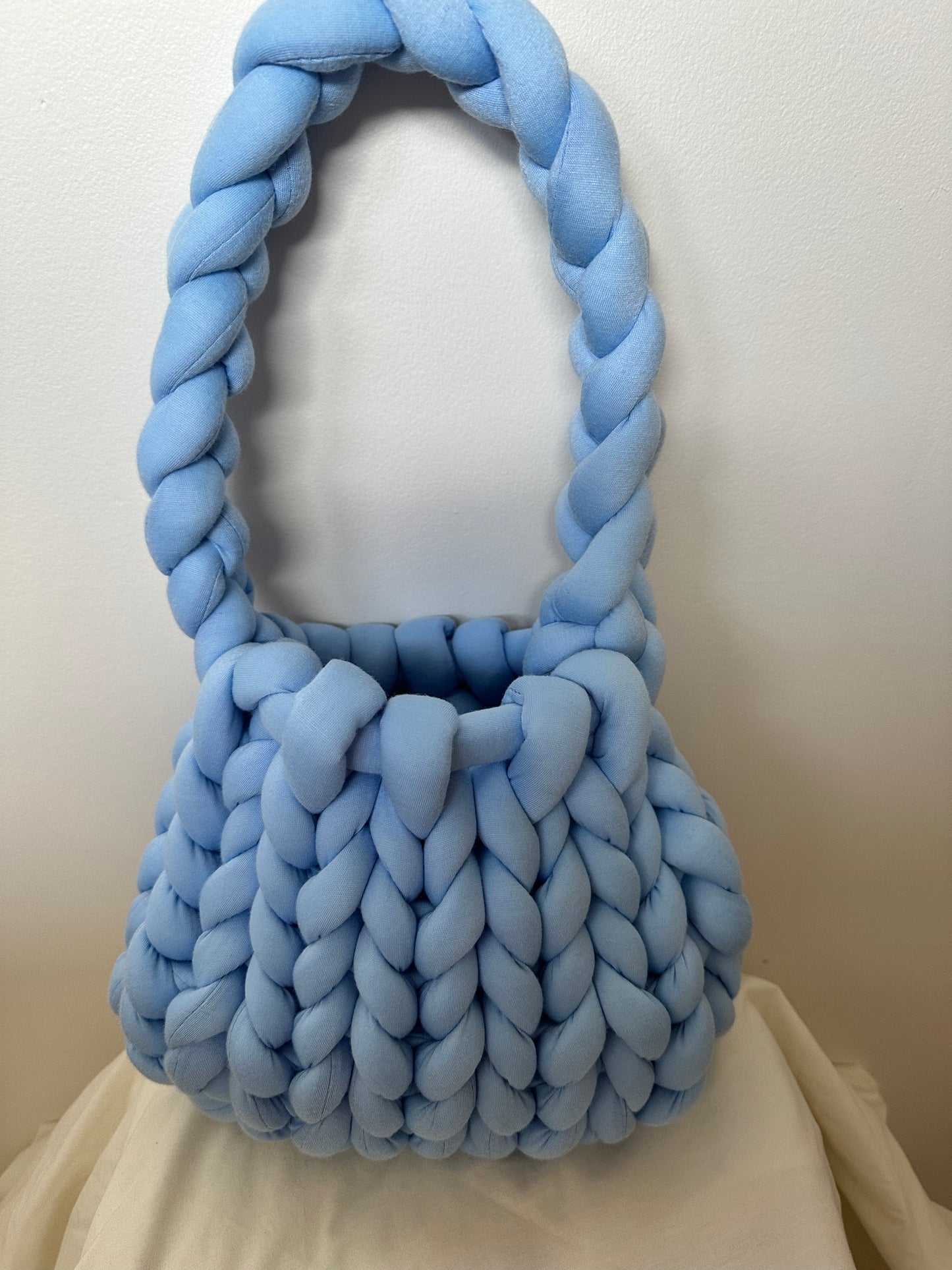Chunky Knitted Handbag (Sky Blue)