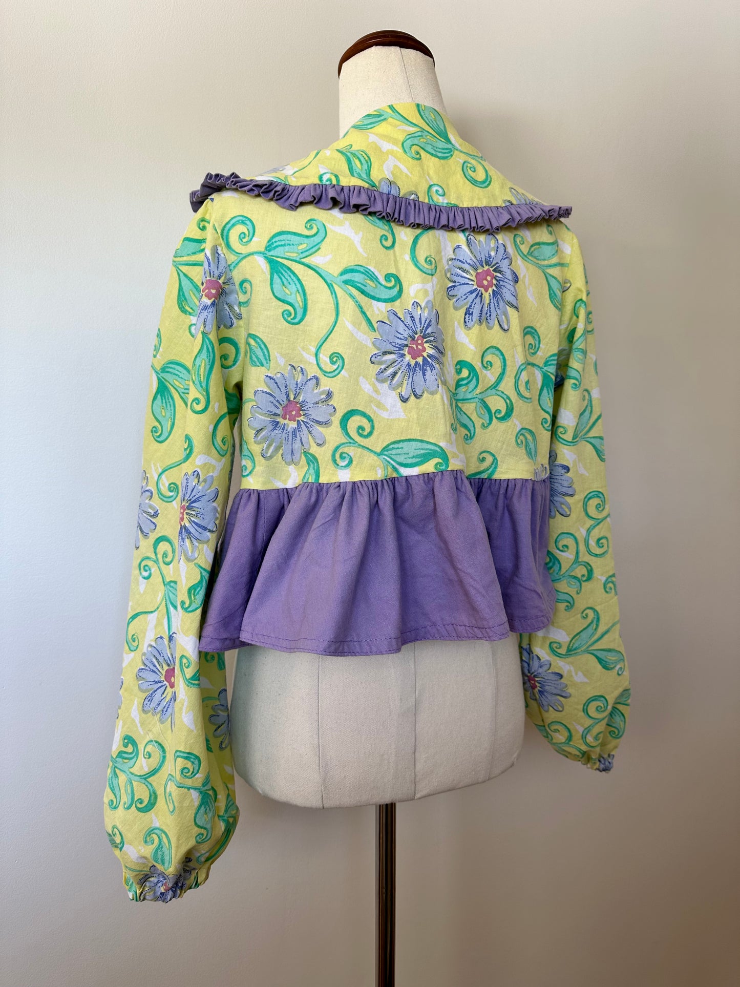 Collared Contrast Frill Tie Top (8-14)