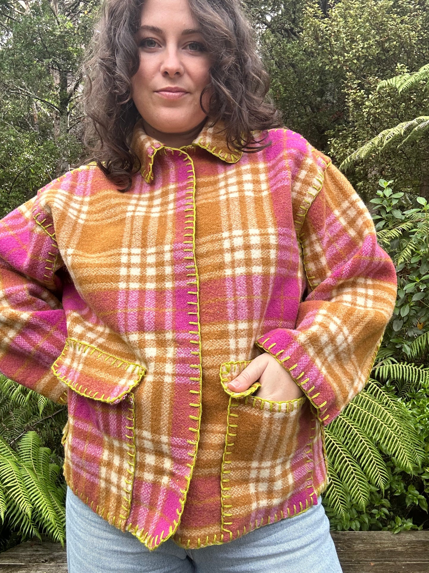 Plaid Wool Blanket Jacket (8-18)