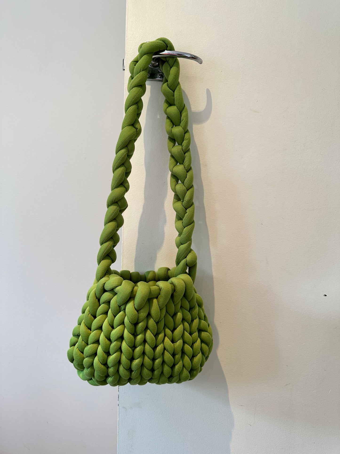 Chunky Handknitted Bag with long strap (Green)