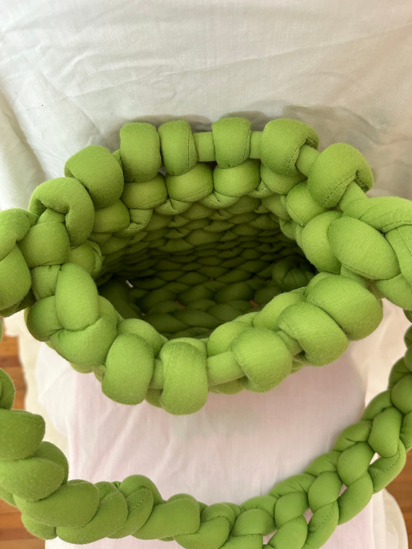 Chunky Handknitted Bag with long strap (Green)