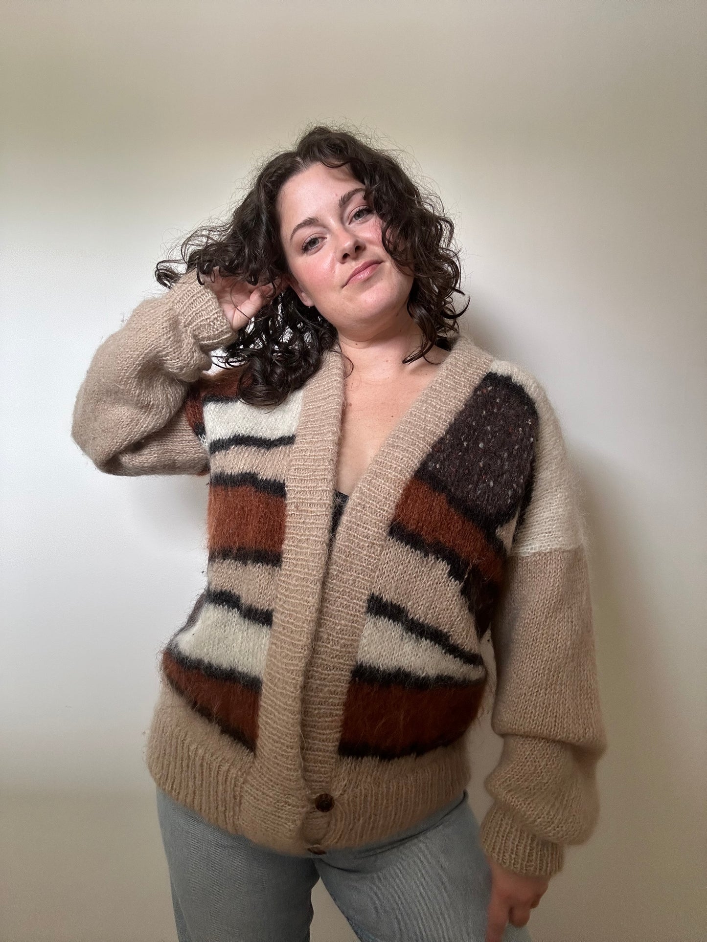 Vintage Mohair Handknitted Cardigan (10-16)