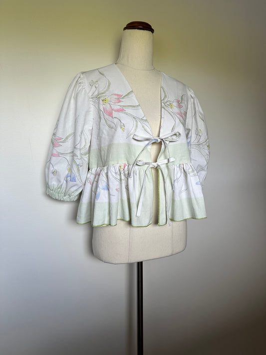 Handmade Puff Sleeve Tie Blouse (8-14)