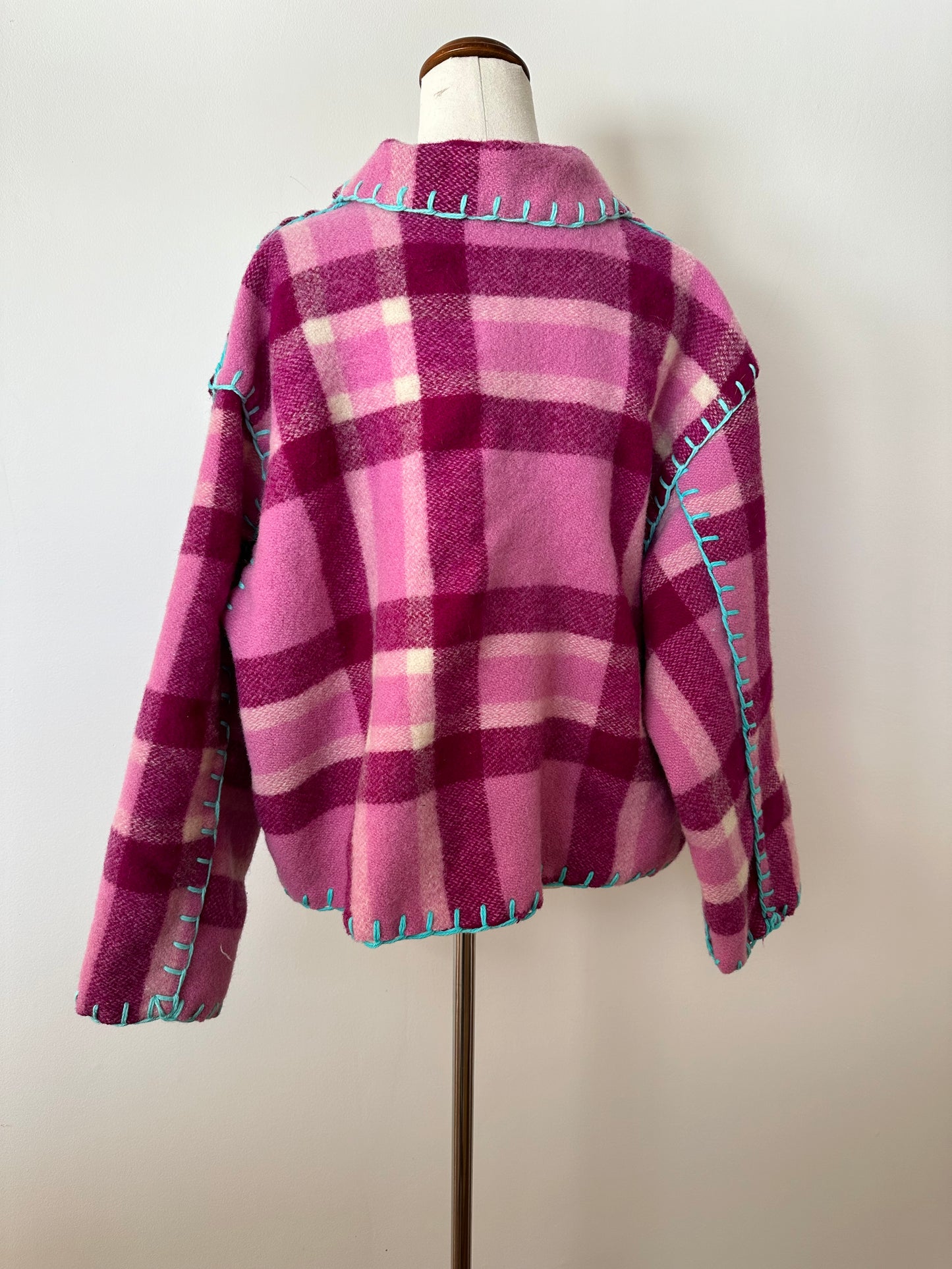 Berry Wool Cropped Blanket Jacket (8-18)