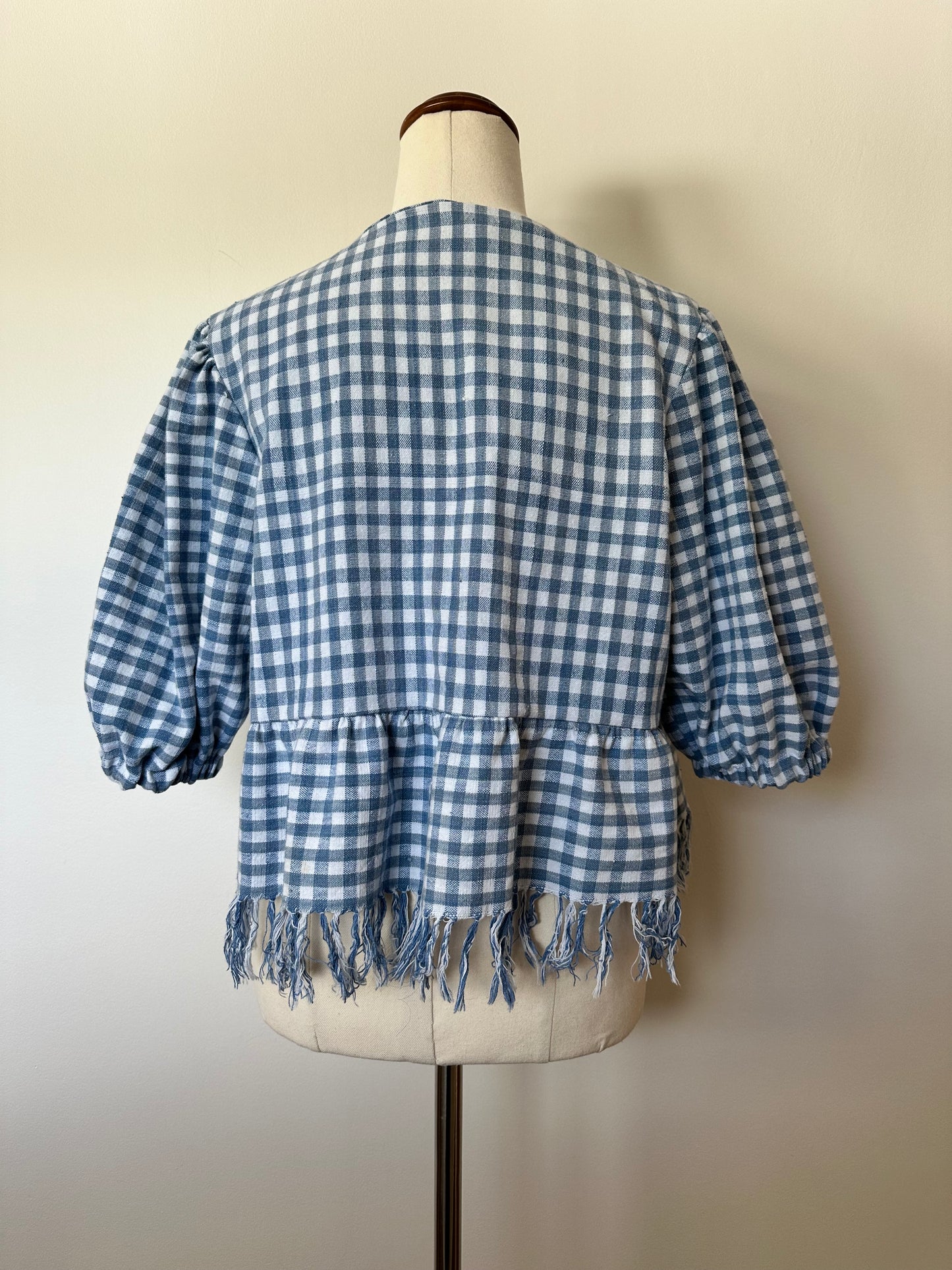 Gingham Fringe Tie Front Top (8-14)