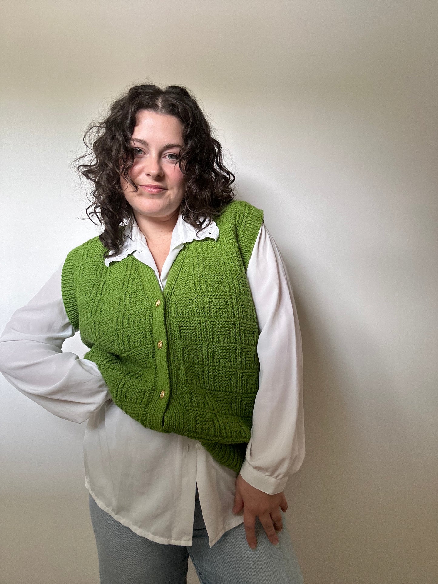 Vintage Handknitted Wool Vest (8-18)