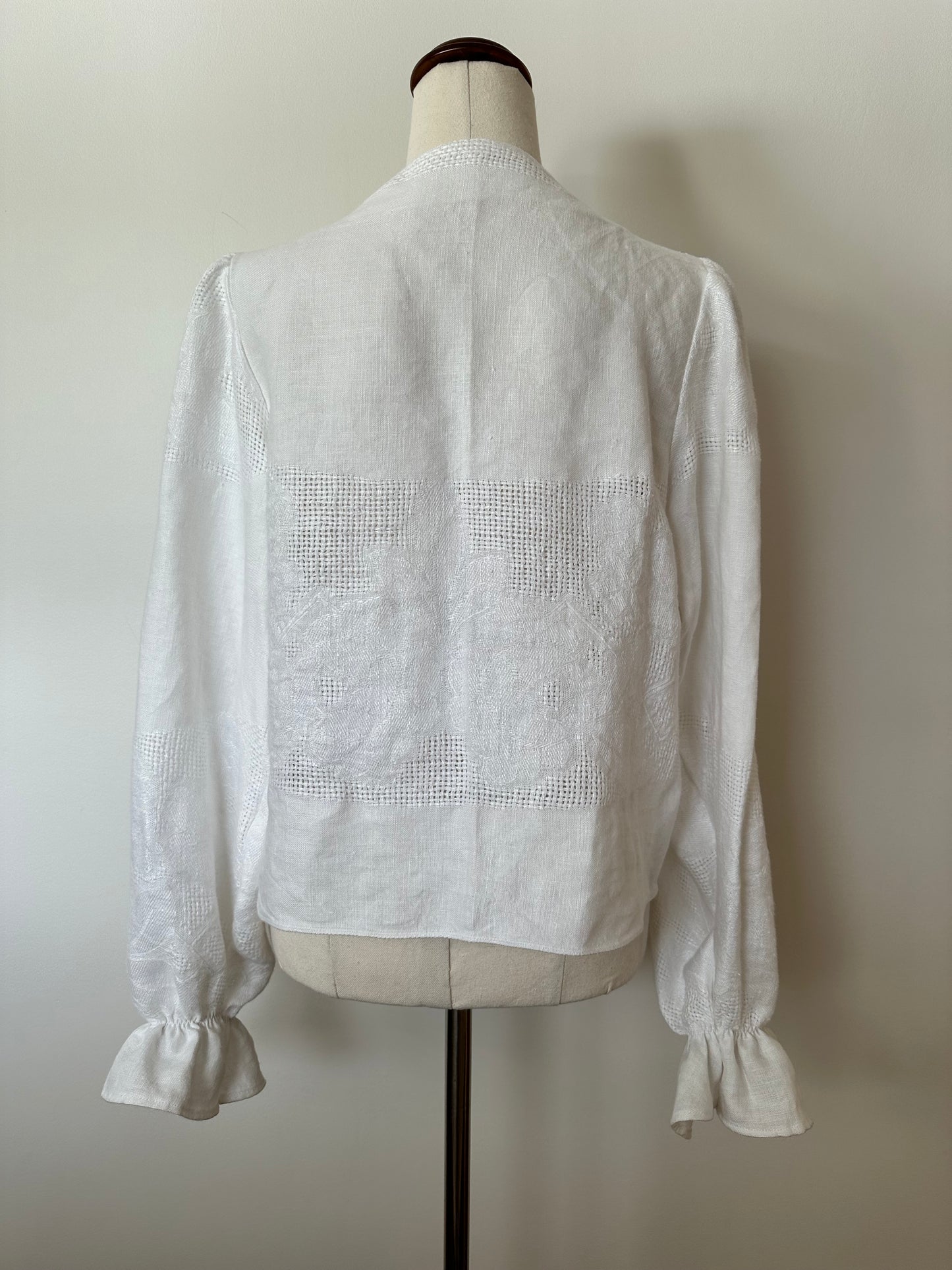 White Woven Tie Front Blouse (8-14)