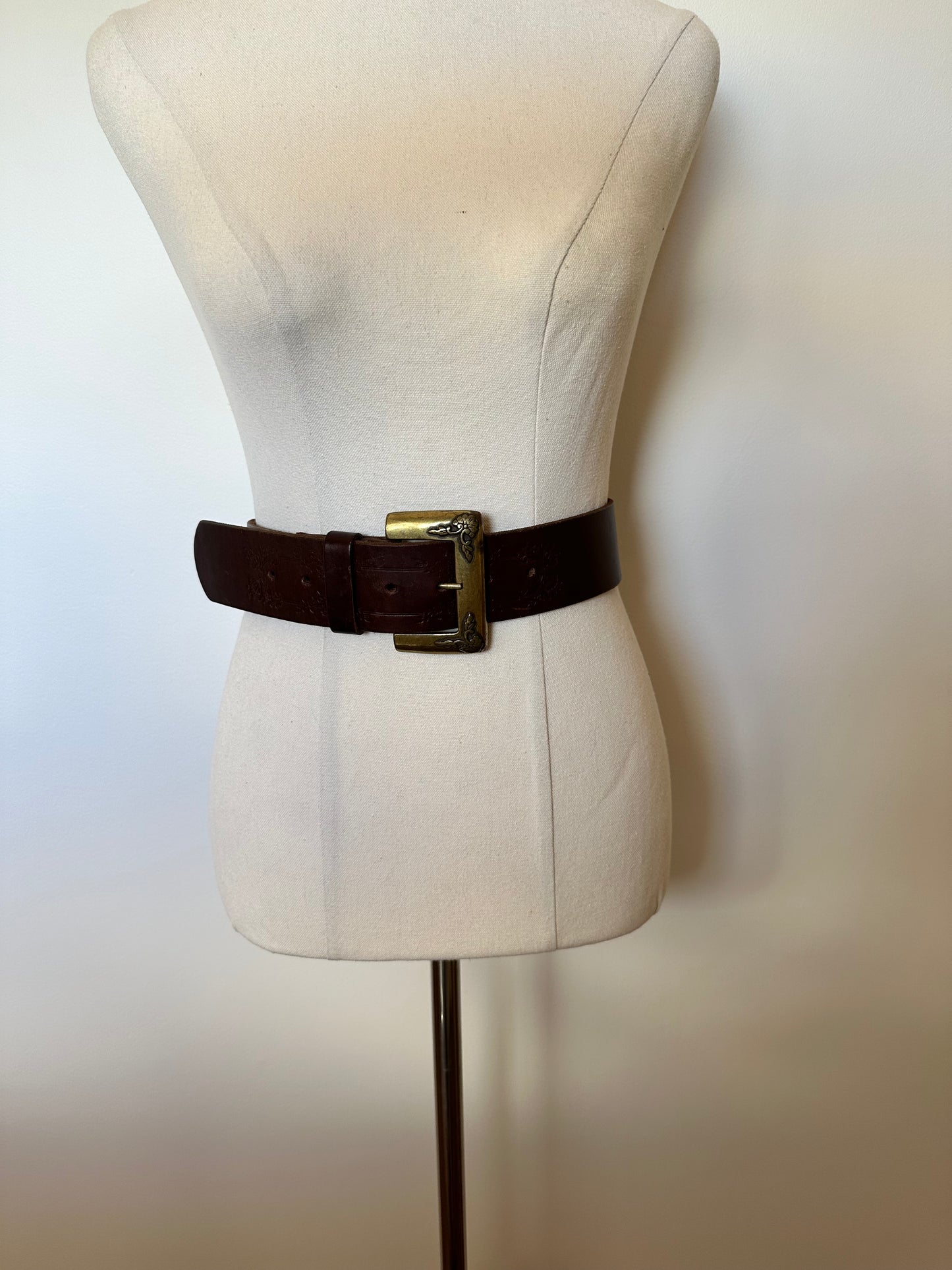 Vintage Brown Leather Belt (85cm)