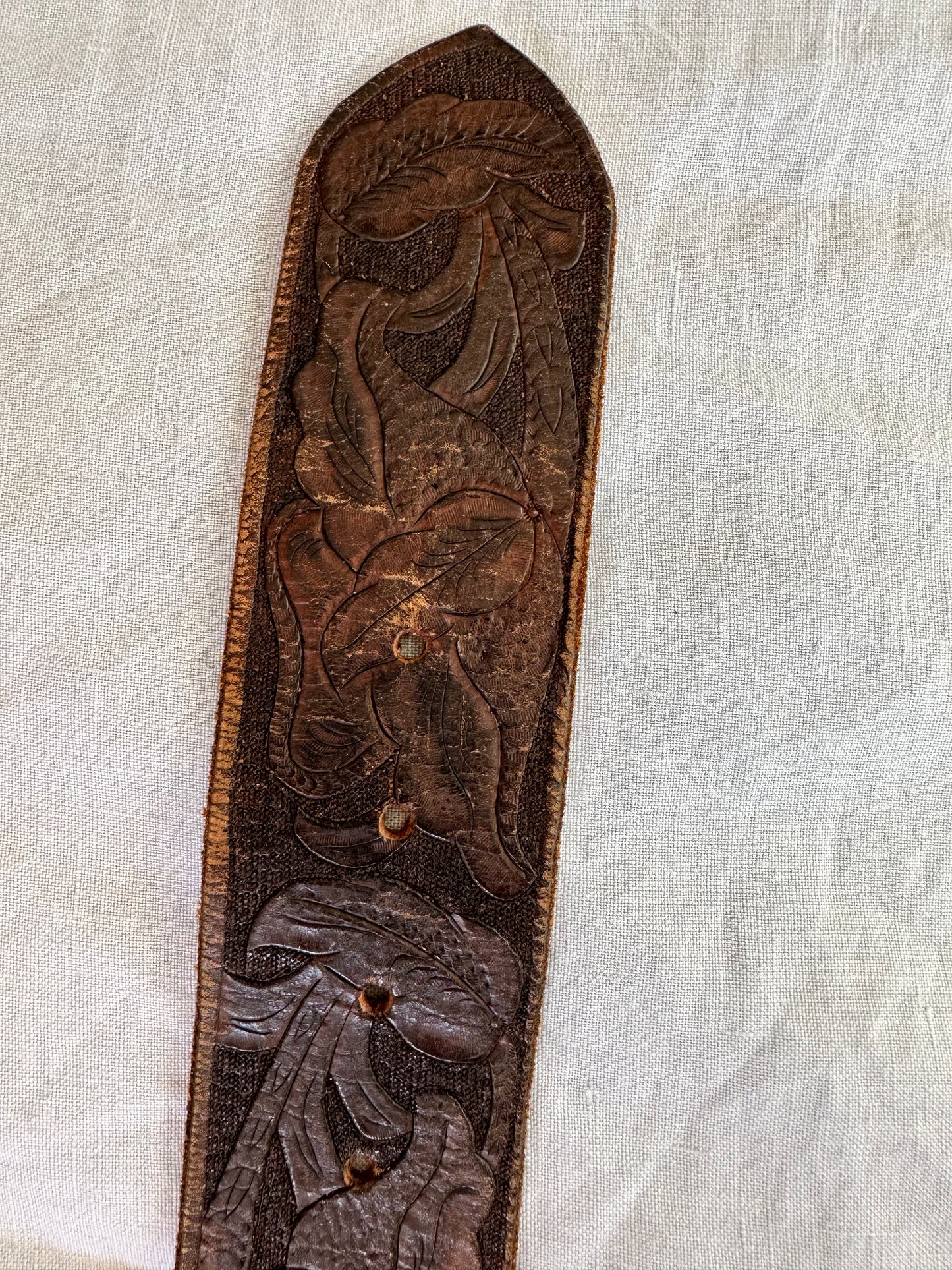 Vintage Tooled Leather Belt (86cm)