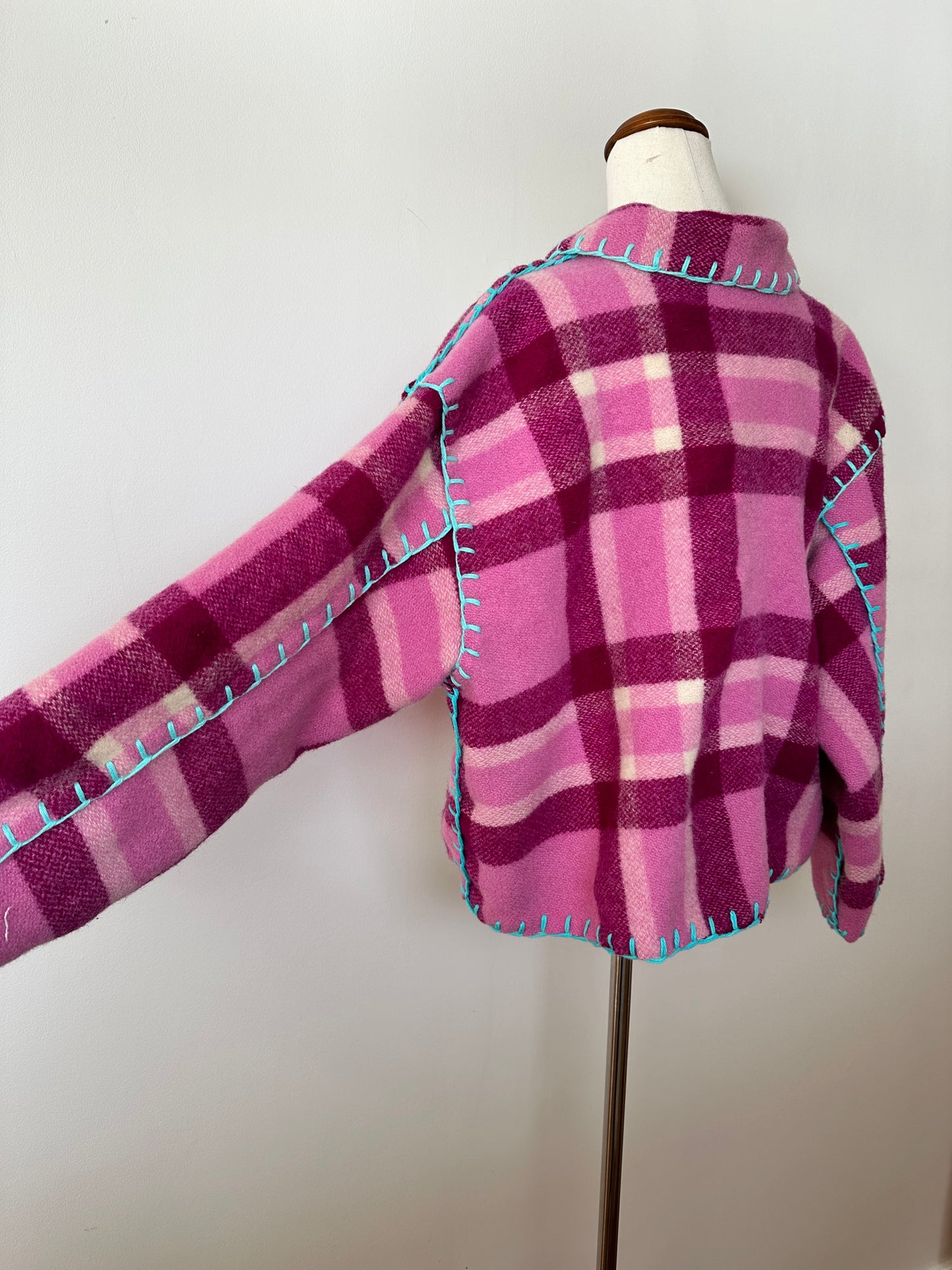 Berry Wool Cropped Blanket Jacket (8-18)