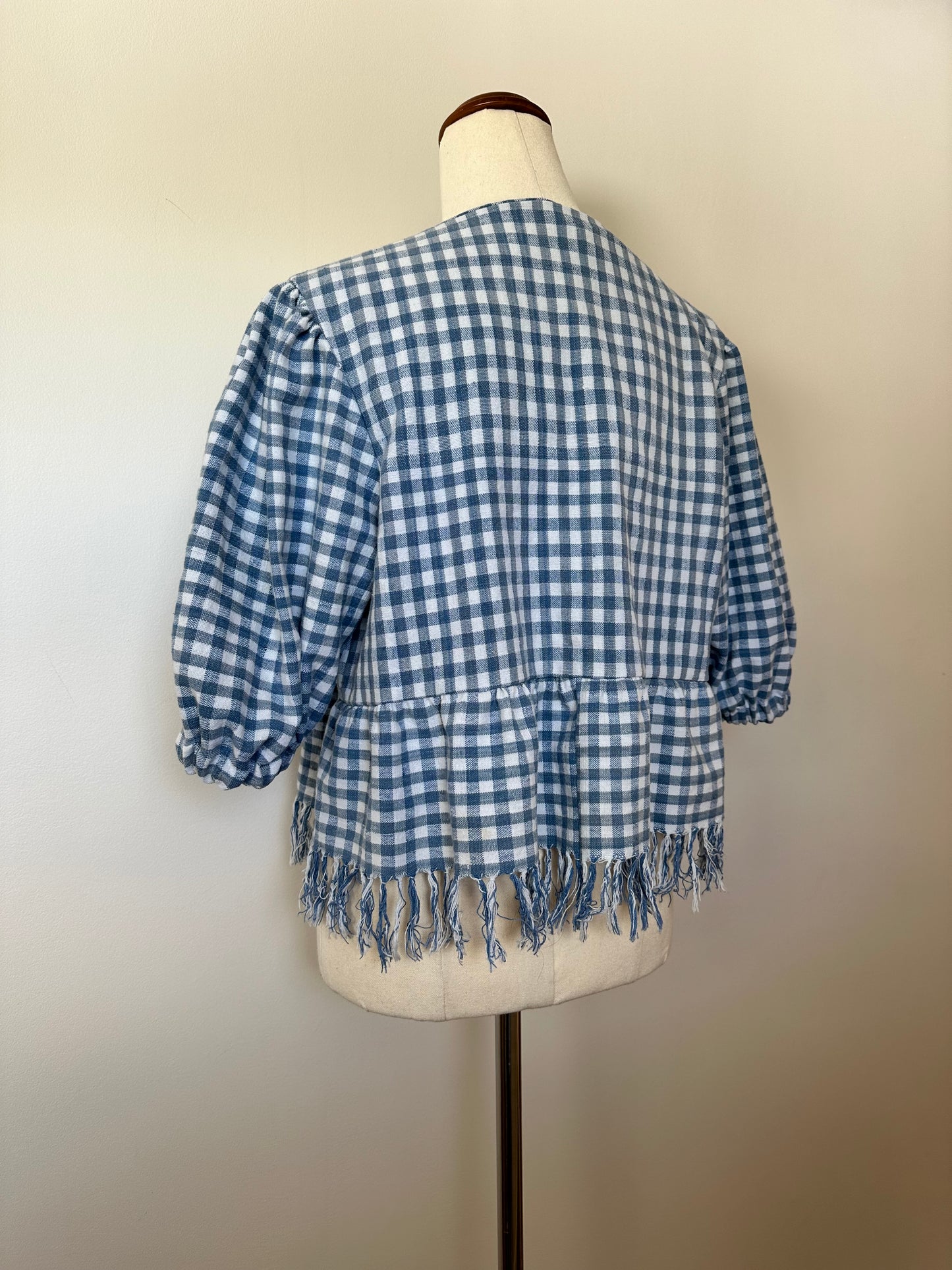 Gingham Fringe Tie Front Top (8-14)