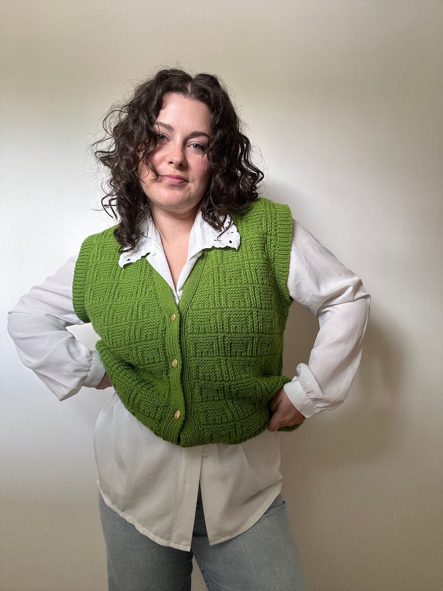 Vintage Handknitted Wool Vest (8-18)