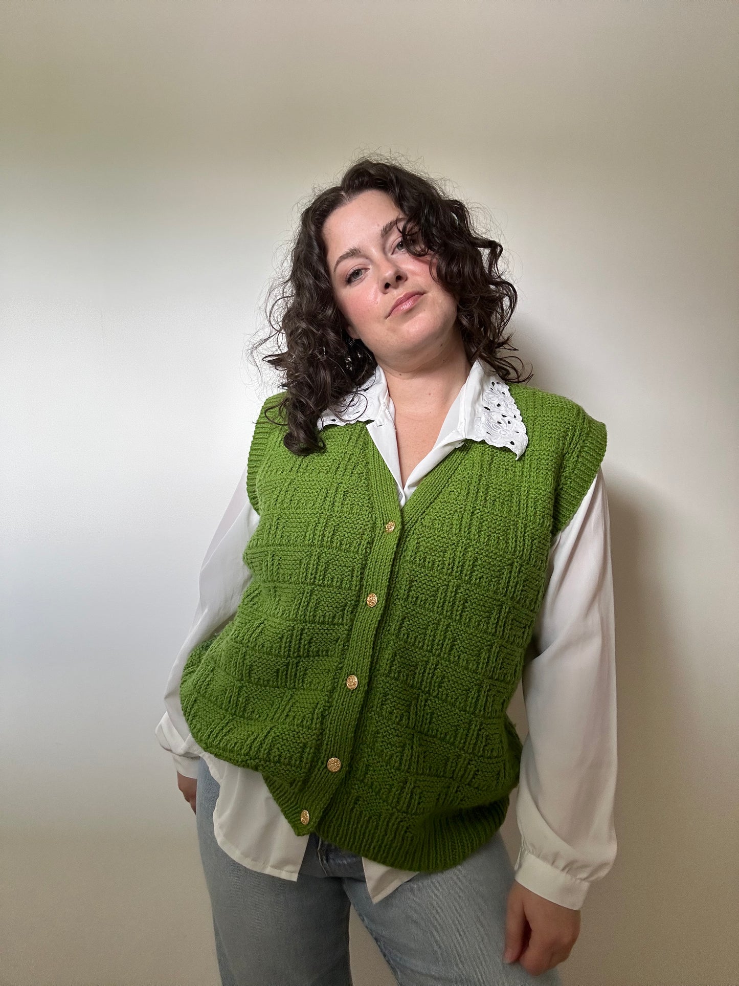 Vintage Handknitted Wool Vest (8-18)