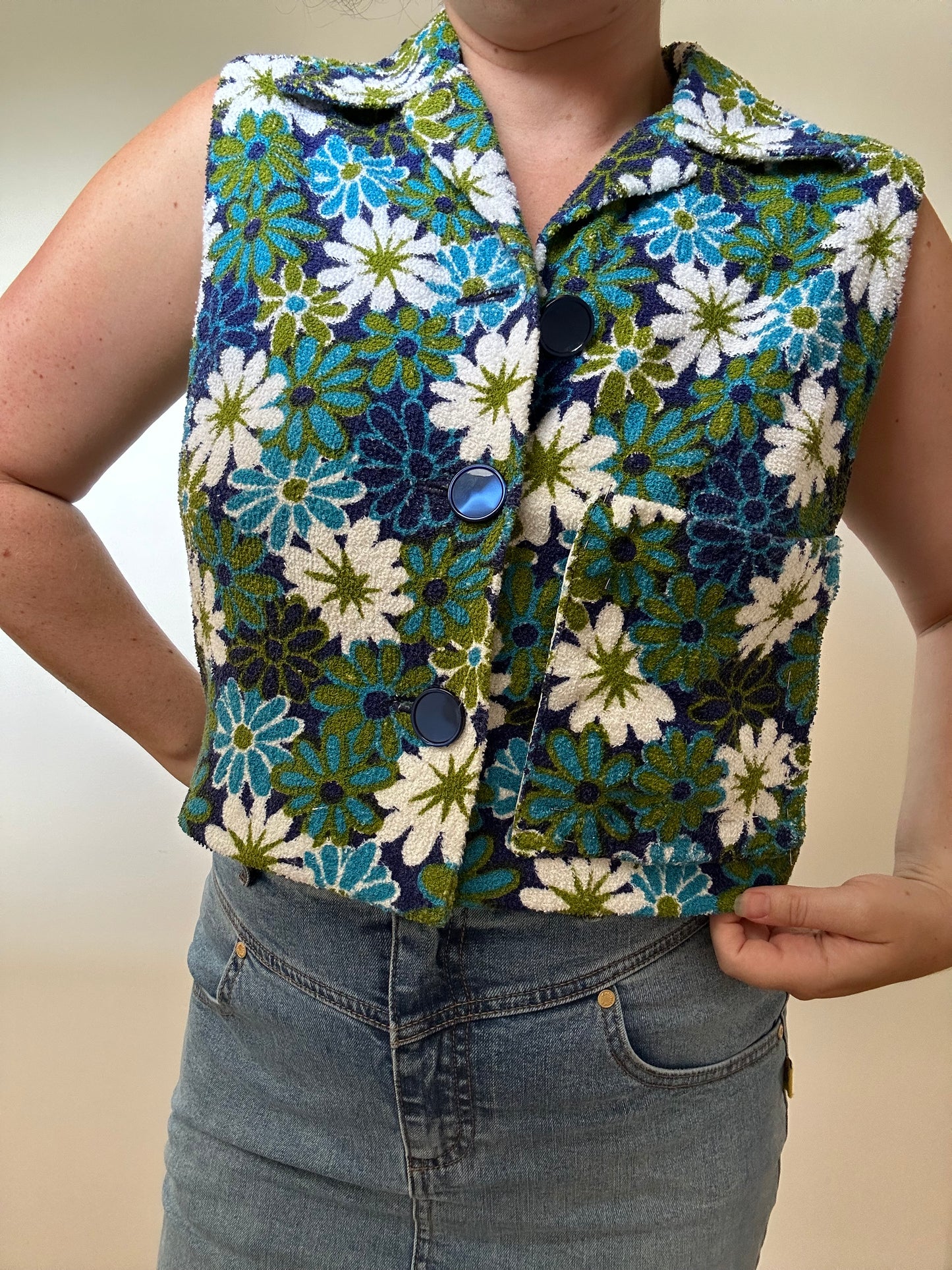 60s/70s Terry Cloth Upcycled Top (10-14)